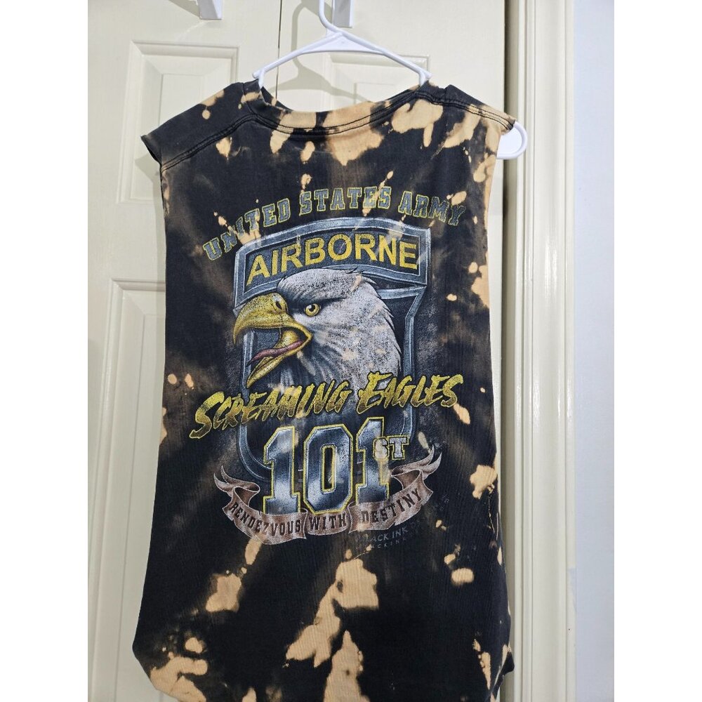 Vintage U.S. Army Airborne Screaming Eagles 101st Bleach Tie-Dye Muscle Shirt